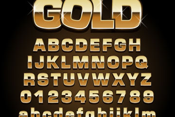 71款金色字母数字和符号矢量图